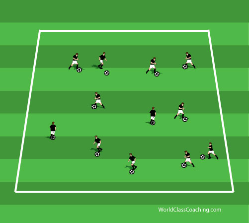 Play tag to give players a fun soccer warm up drill - Soccer Warm